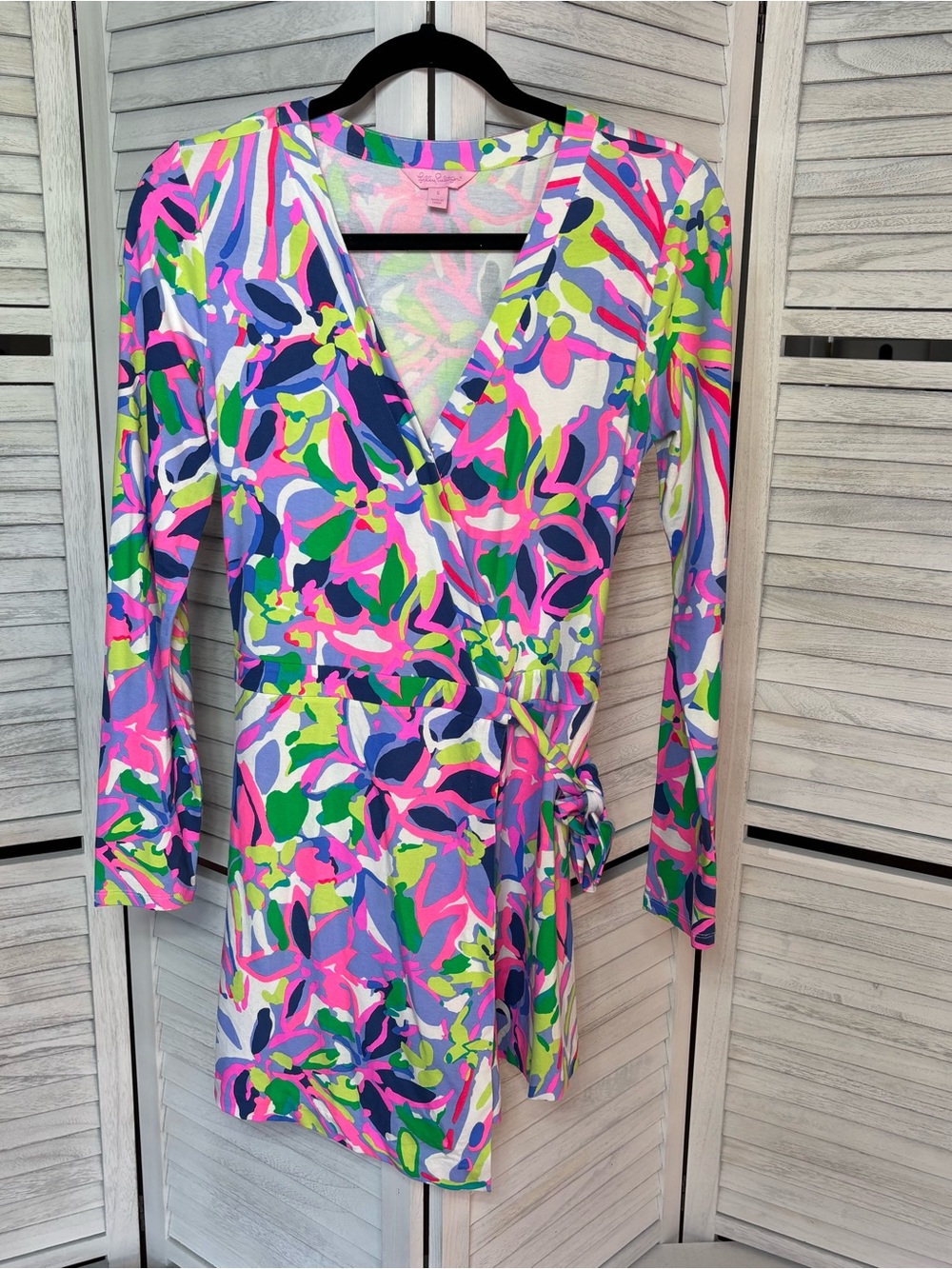 Lilly Pulitzer Floral Wrap Romper Long Sleeve Size S